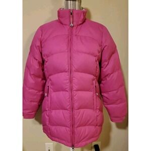 L.L. Bean Pink Goose Down Puffer Jacket Sz XS Relax Womens Full Zip Warm